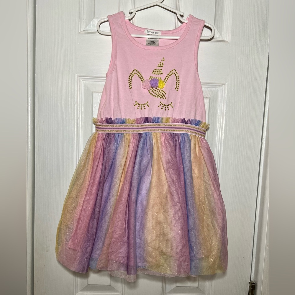 Forever Me Girls Size 6 Unicorn Rainbow Dress